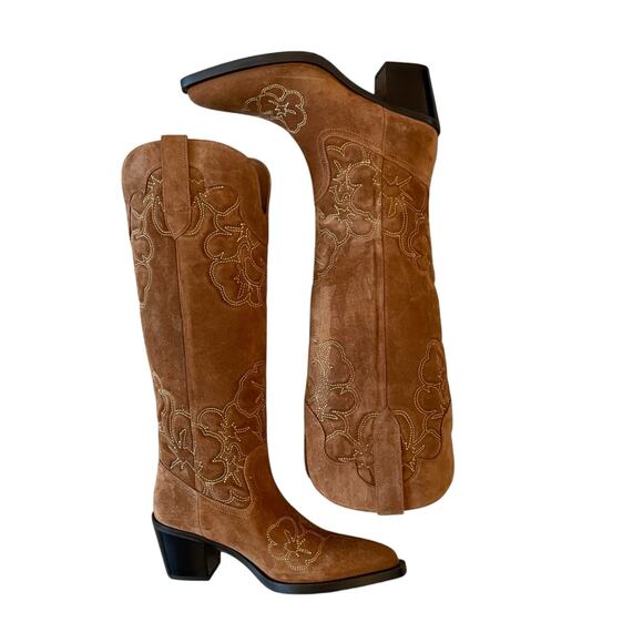 STUART WEITZMAN Felix Boots Brown Suede Made in Spain Size 37.5 | US 7 New - Picture 13 of 16